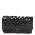 Chanel Shiny Crumpled Calfskin Quilted Medium Double Flap So Black