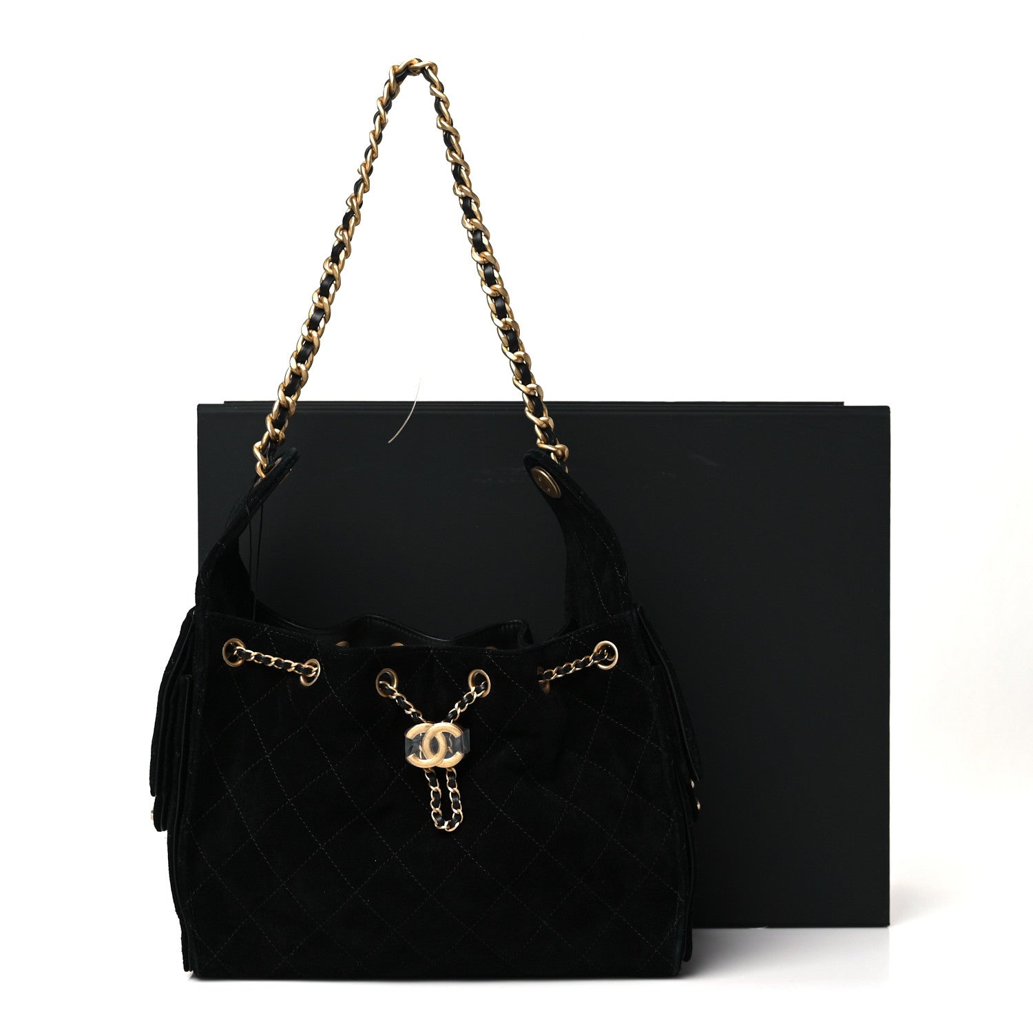 Chanel Suede Quilted Small Chanel 25 Handbag Black