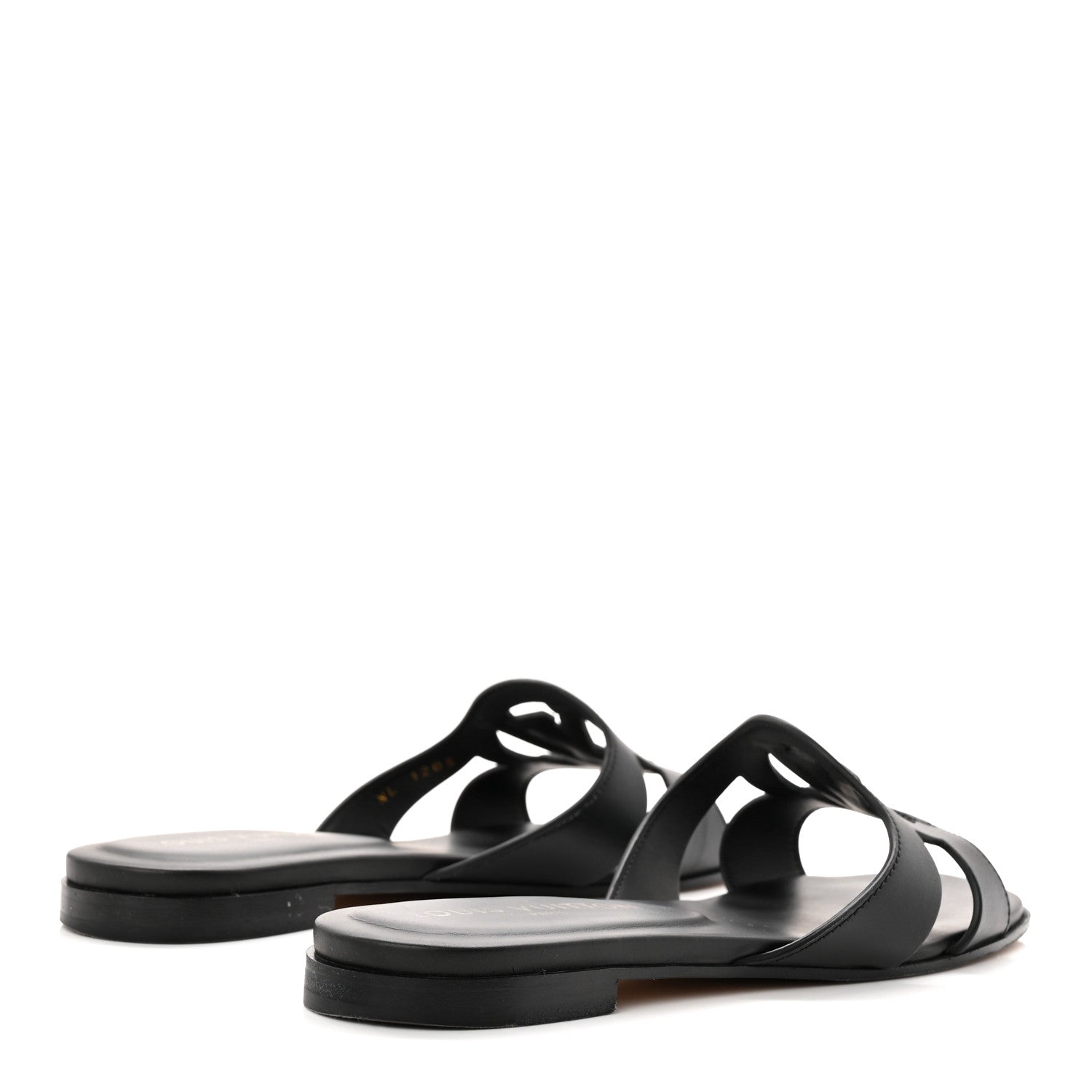 Louis Vuitton Calfskin LV Isola Flat Sandals 37.5 Black