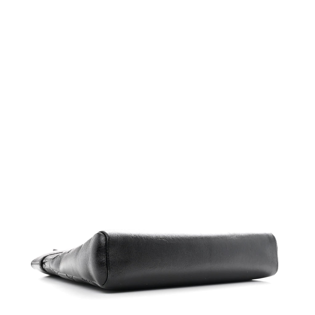 Chanel Shiny Crumpled Calfskin Quilted Mini 31 Shopping Bag Black