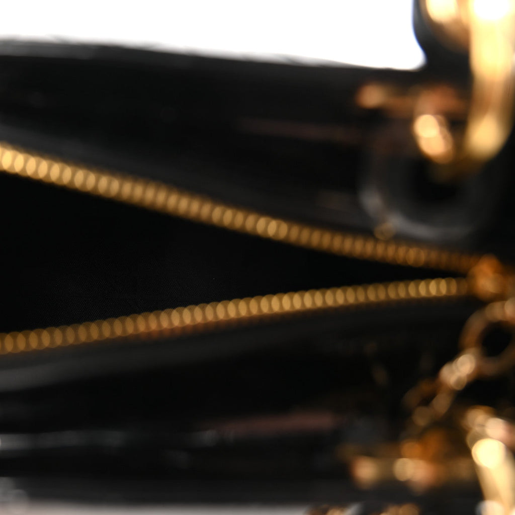 Christian Dior Patent Cannage Medium Lady Dior Black