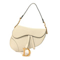 Christian Dior Grained Calfskin Saddle Bag White