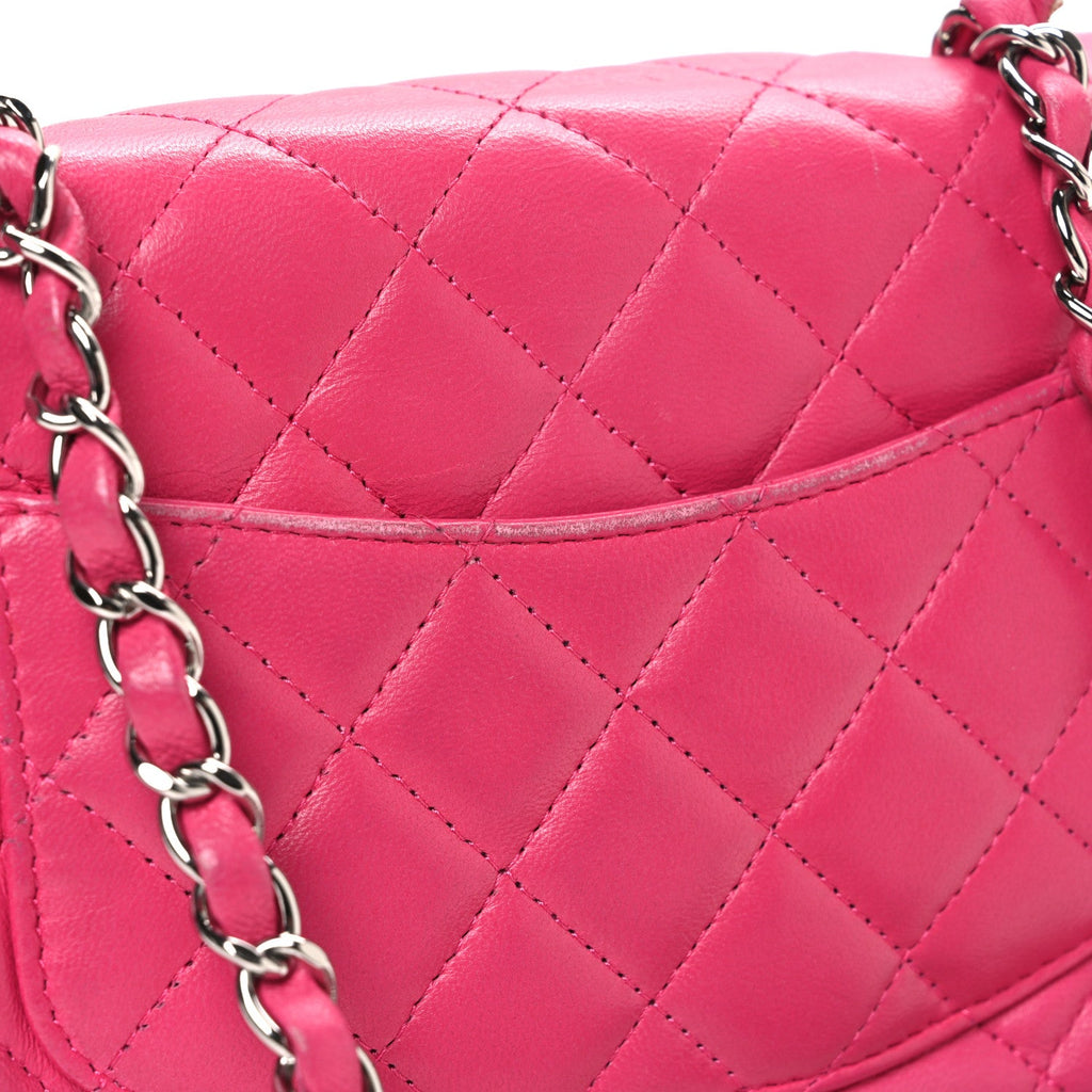 Chanel Lambskin Quilted Mini Square Flap Dark Pink