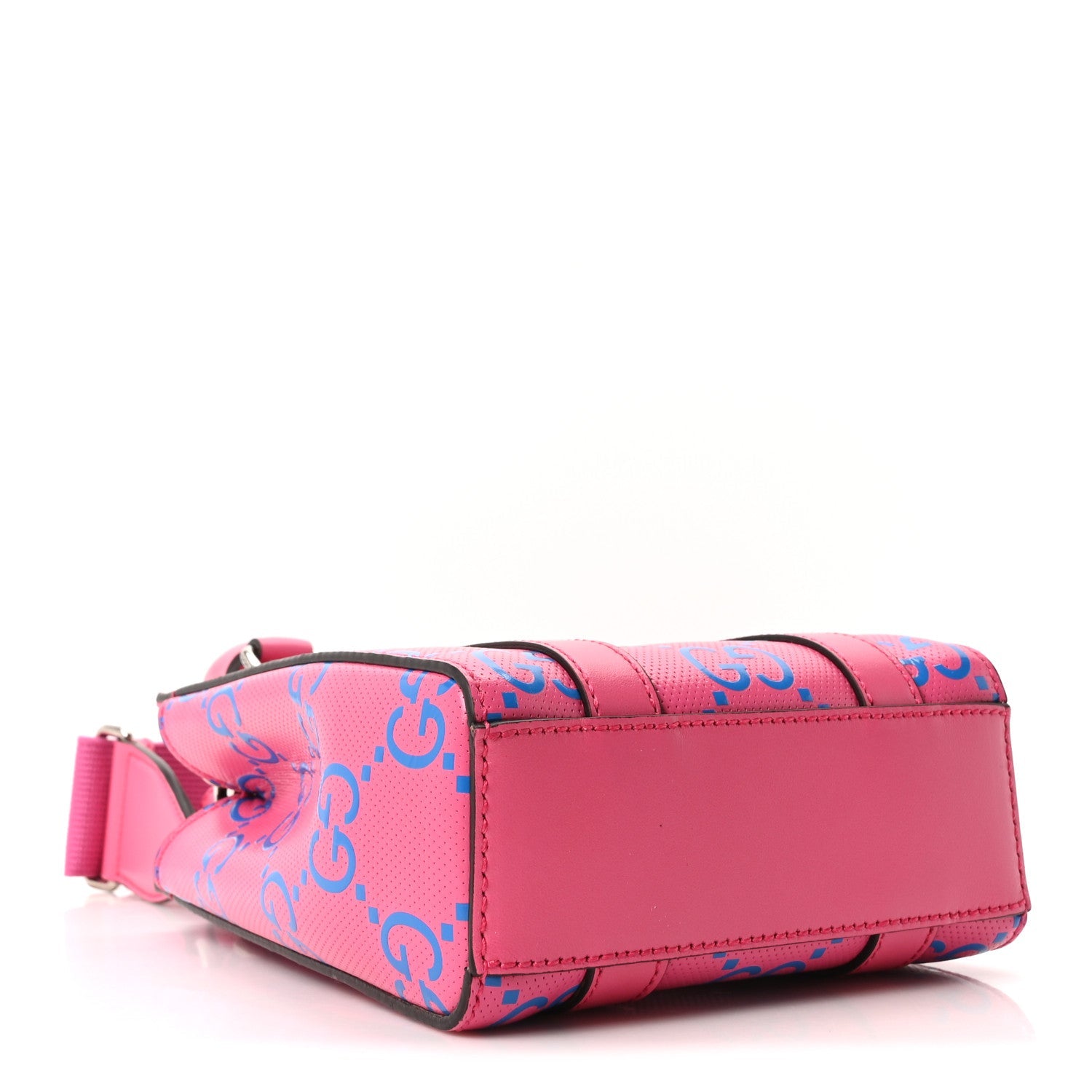 Gucci Calfskin GG Tennis Embossed Mini Tote Bag Modern Fuchsia Modern Blue