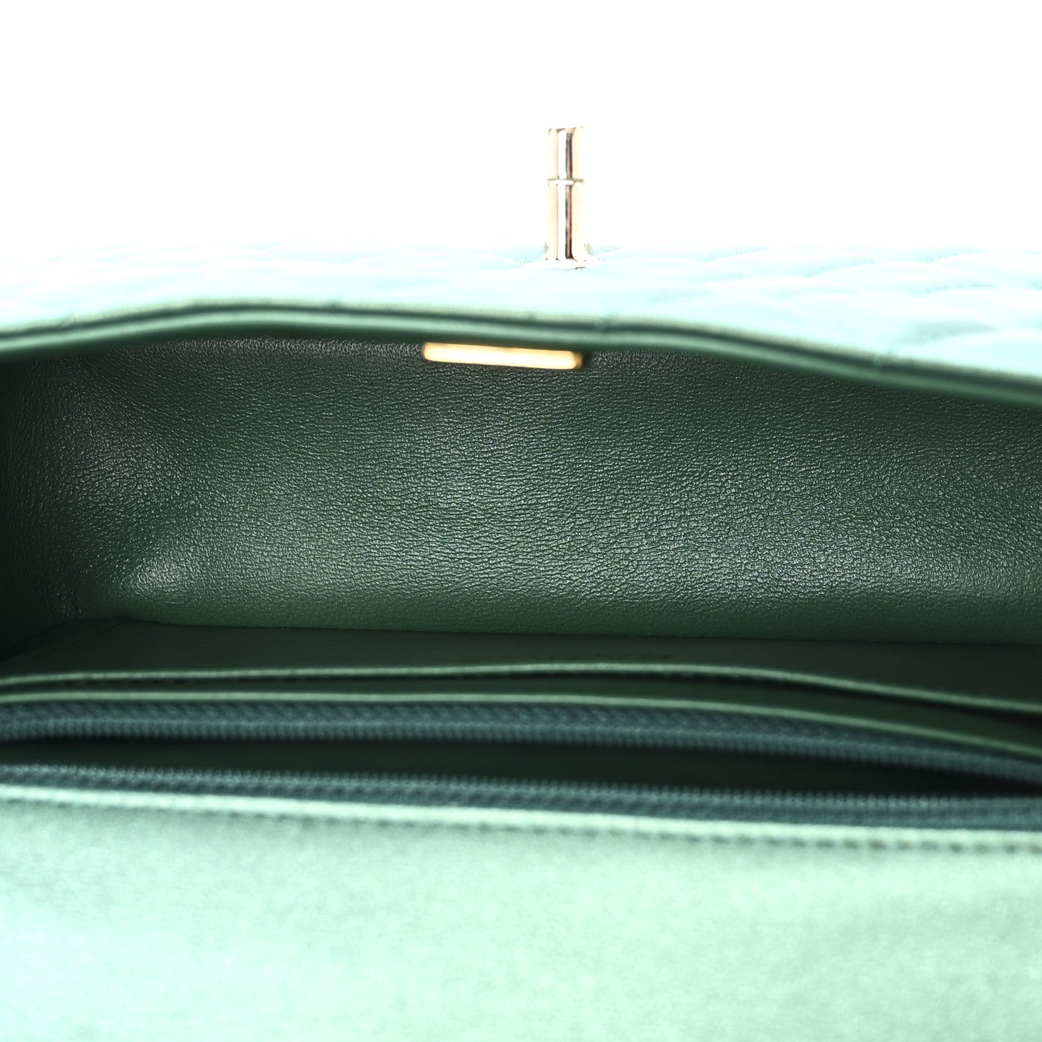 Chanel Iridescent Lambskin Quilted Mini Rectangular Flap Green