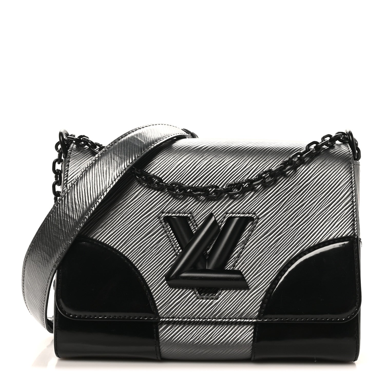 Louis Vuitton Epi Patent Twist Shoulder Bag MM Anthracite Nacre