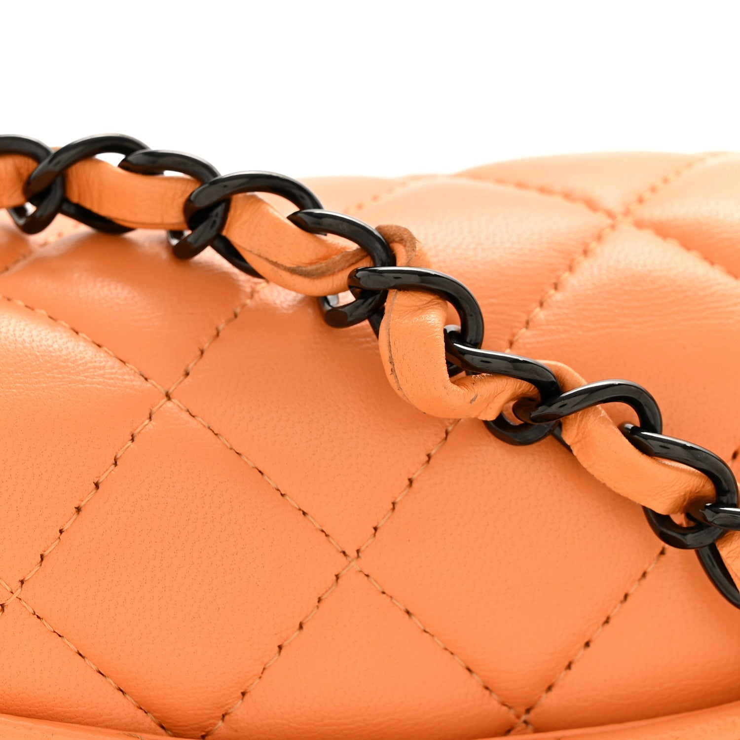 Chanel Lambskin Quilted Mini Rectangular Flap Orange
