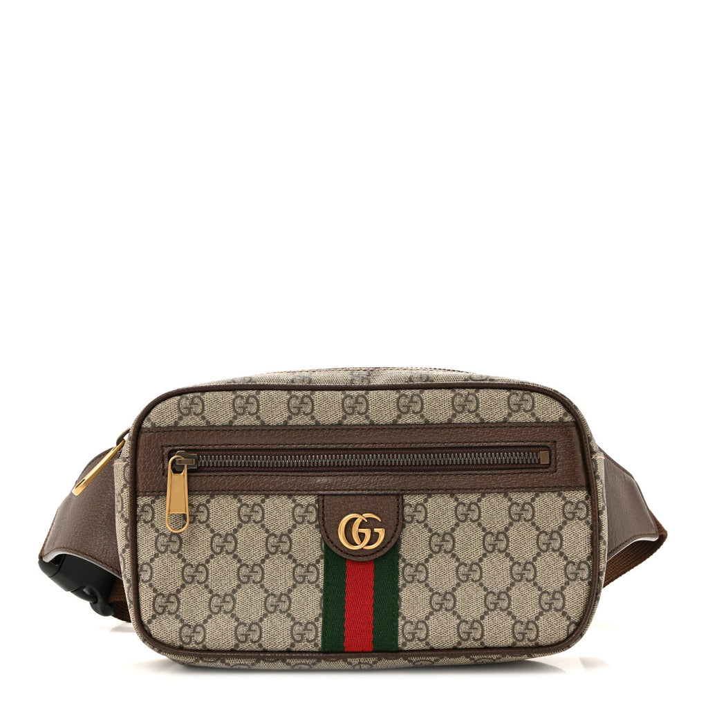 Gucci Soft GG Supreme Monogram Medium Ophidia Belt Bag Dark Brown