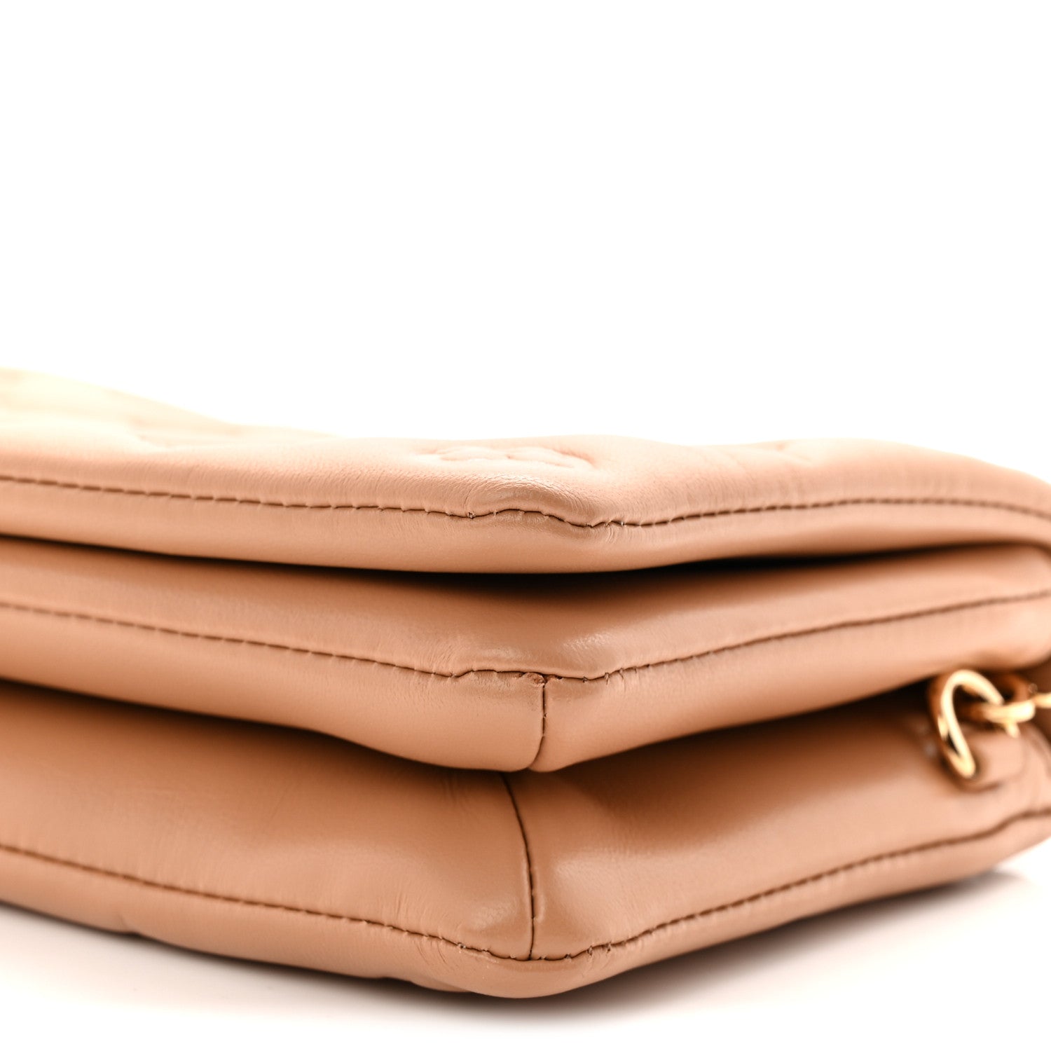 Louis Vuitton Lambskin Embossed Monogram Pochette Coussin Camel