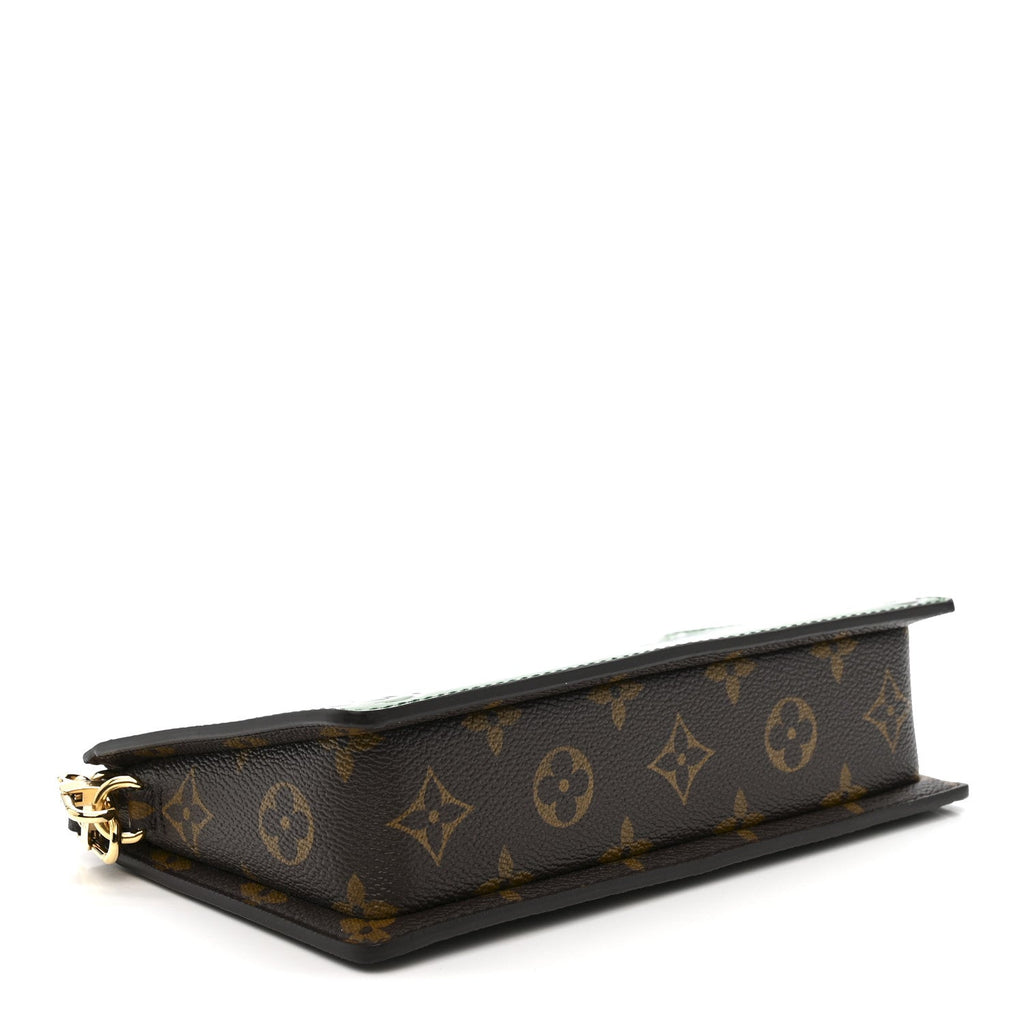 Louis Vuitton Monogram Calfskin Embossed Lexington Pouch Blue Green