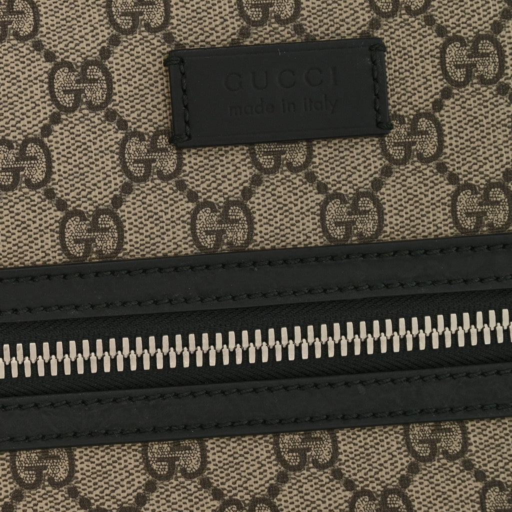 Gucci GG Supreme Monogram Flat Messenger Bag Beige Black New Acero