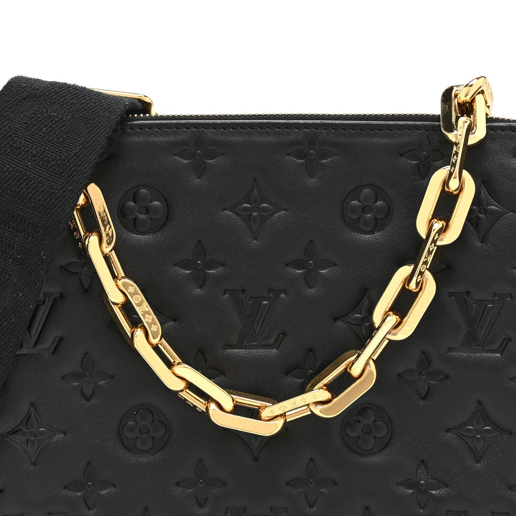 Louis Vuitton Lambskin Embossed Monogram Coussin PM Black