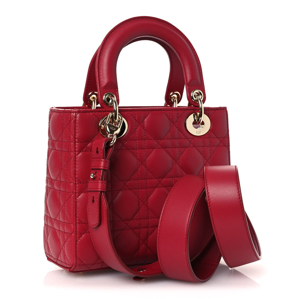 Christian Dior Lambskin Cannage Small My ABCDior Lady Dior Red