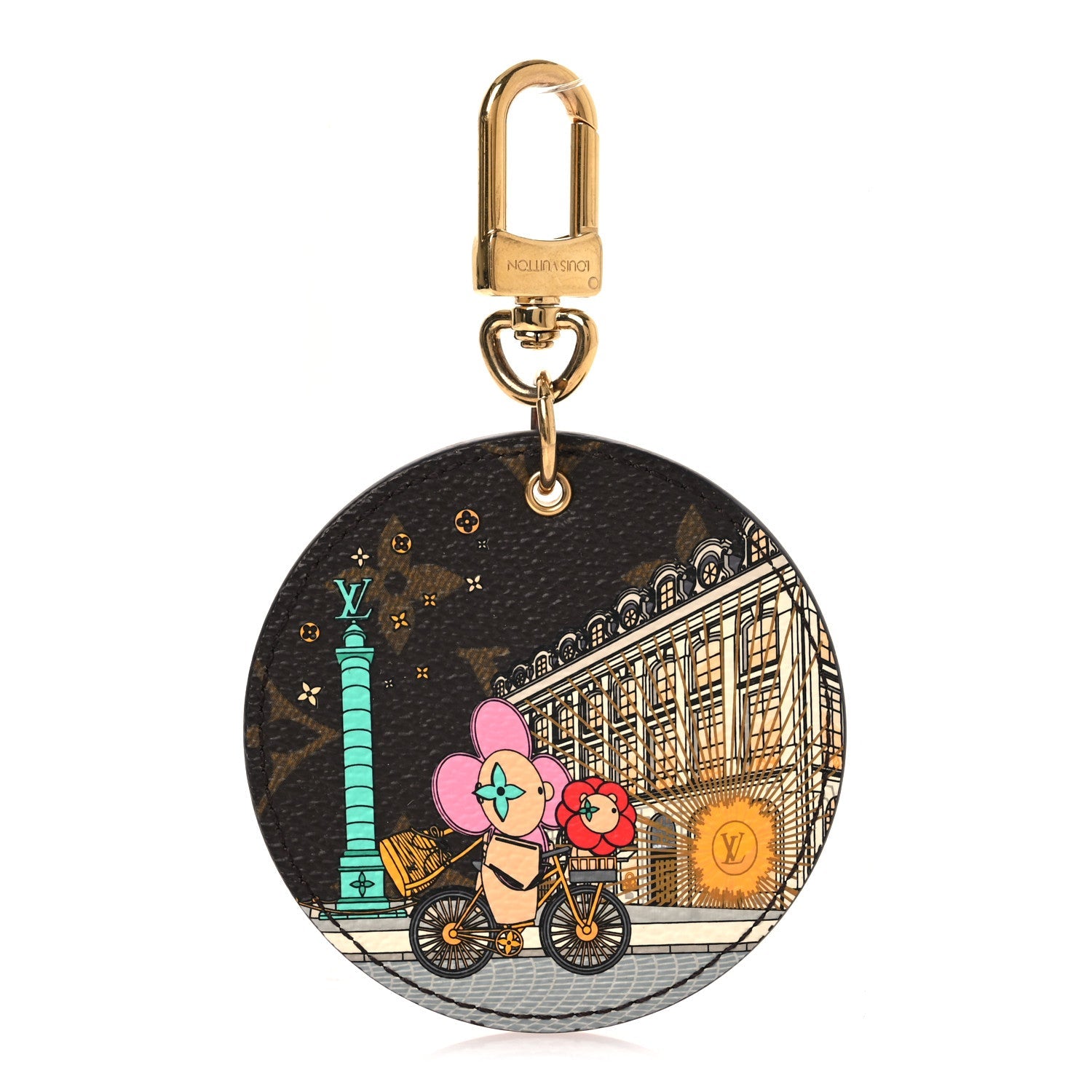 Louis Vuitton Monogram 2022 Christmas Animation Paris Bag Charm Key Ring Pink