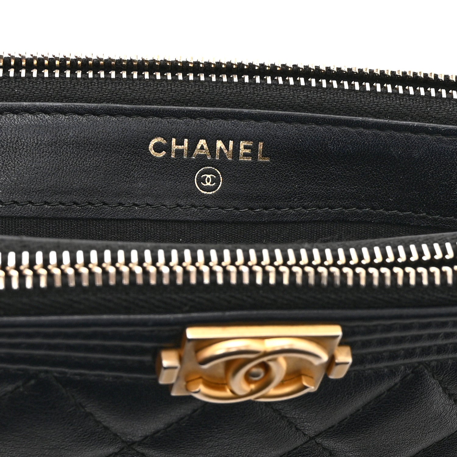 Chanel Calfskin Quilted Small Boy Clutch With Chain Black