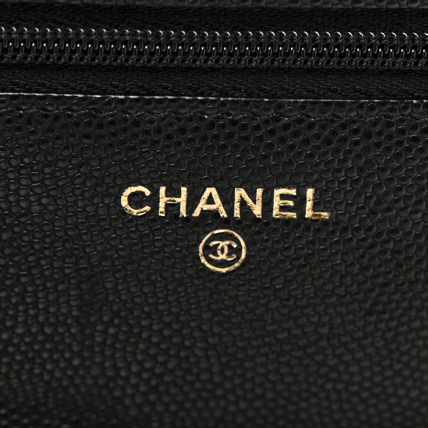 Chanel Caviar Quilted Perforated Metal CC Wallet On Chain WOC Black