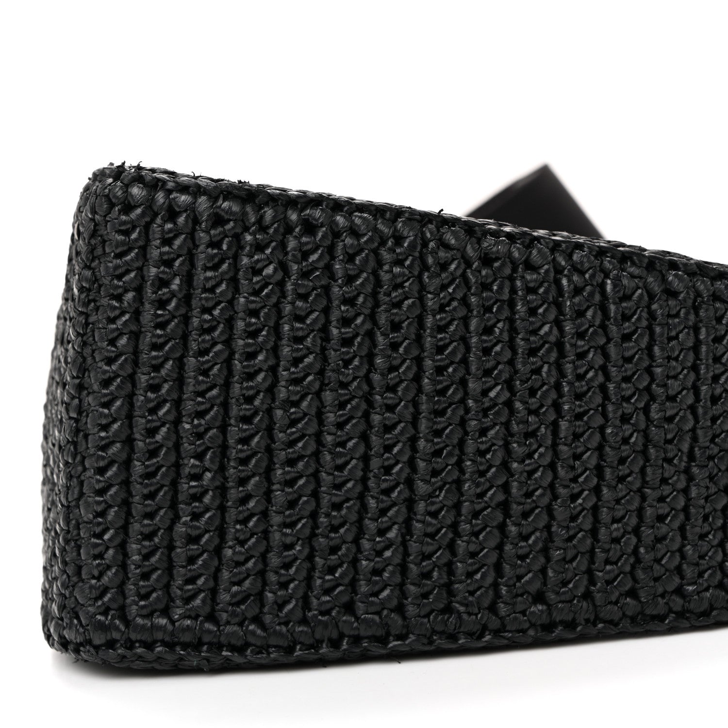 Prada Yarn Raffia Effect Crochet Triangle Shoulder Bag Black