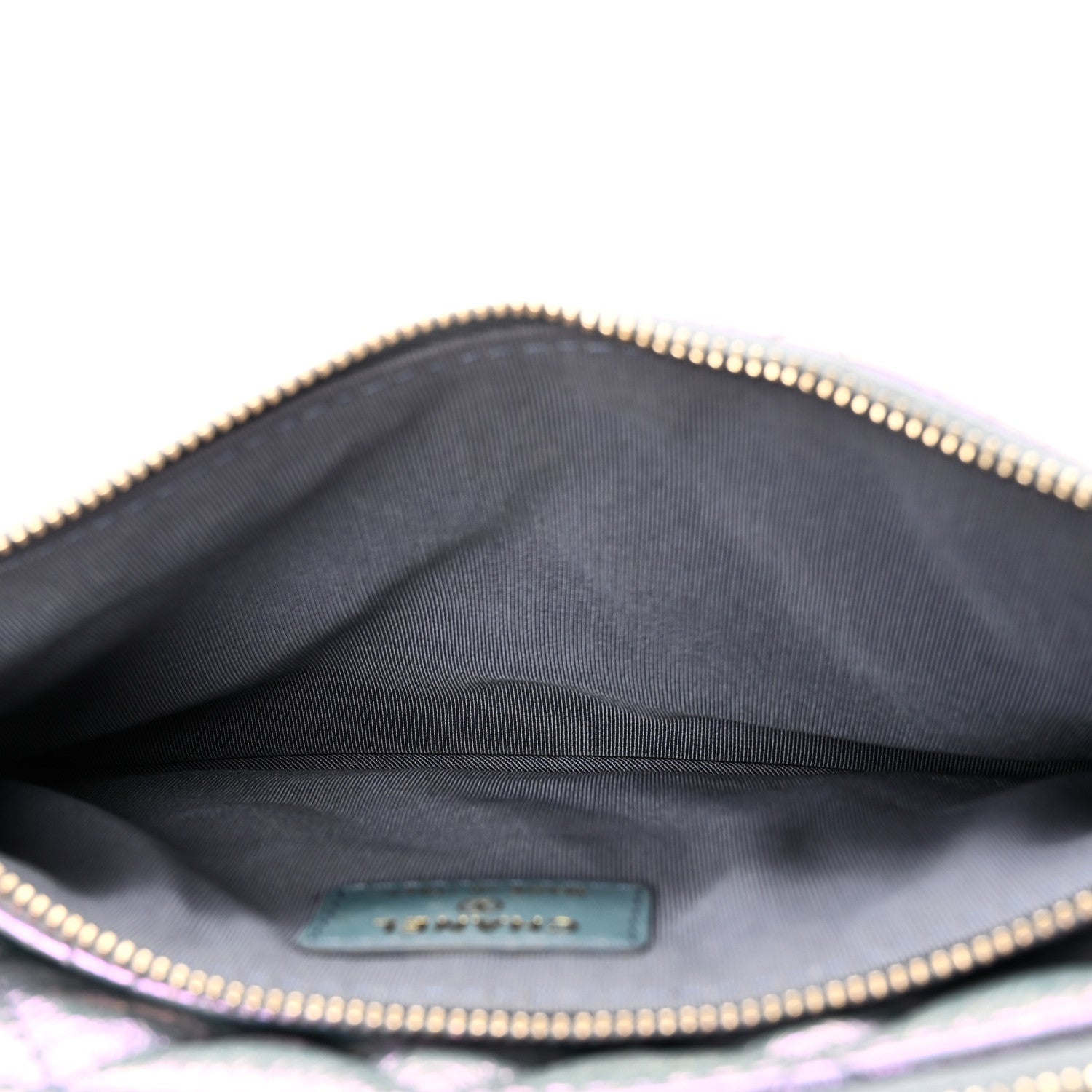 Iridescent Crumpled Calfskin Trio Cosmetic Case Purple