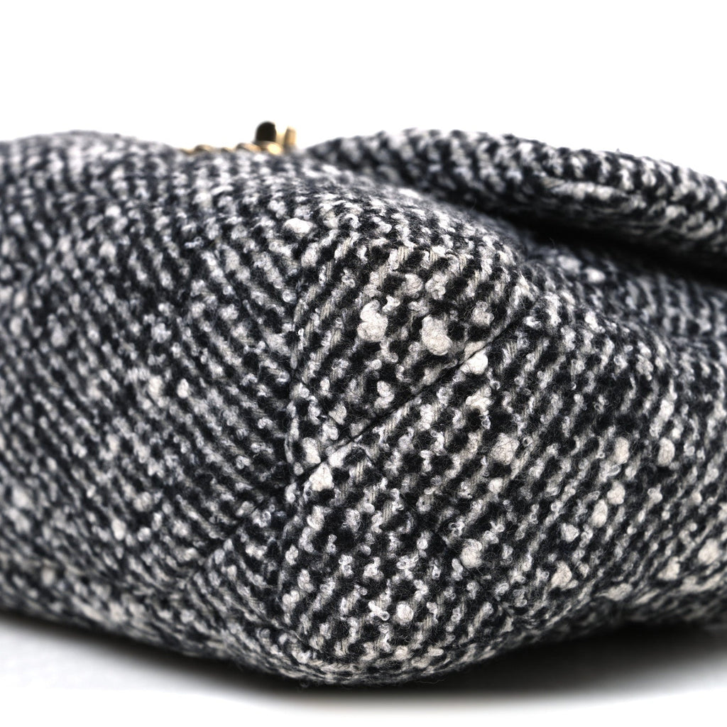 Chanel Tweed Quilted Medium Chanel 19 Flap Grey