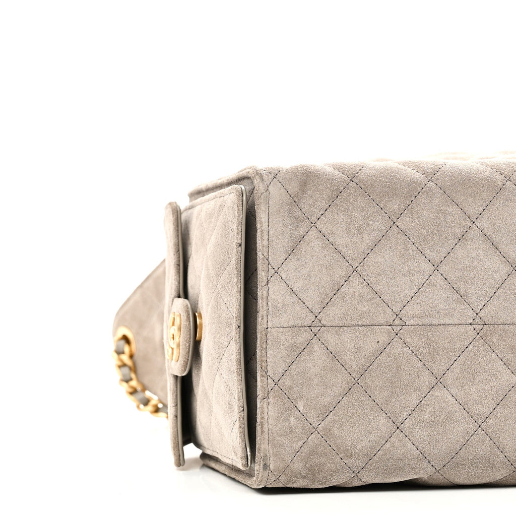 Chanel Suede Quilted Medium Chanel 25 Handbag Grey