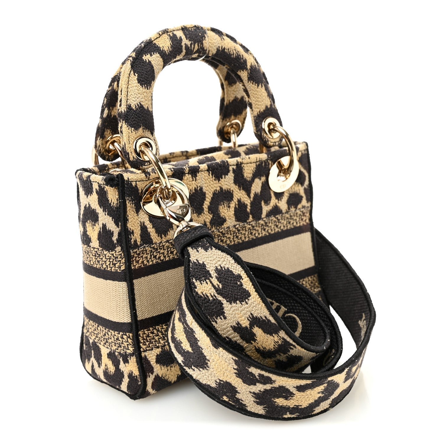 Christian Dior Canvas Mini Mizza Embroidered Lady D-Lite Beige Multicolor