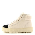 Kid Suede Shearling Sheepskin Lace Up Boots 38 Ivory White Black