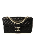 Chanel Lambskin Quilted Medium Westminster Pearl Flap Black