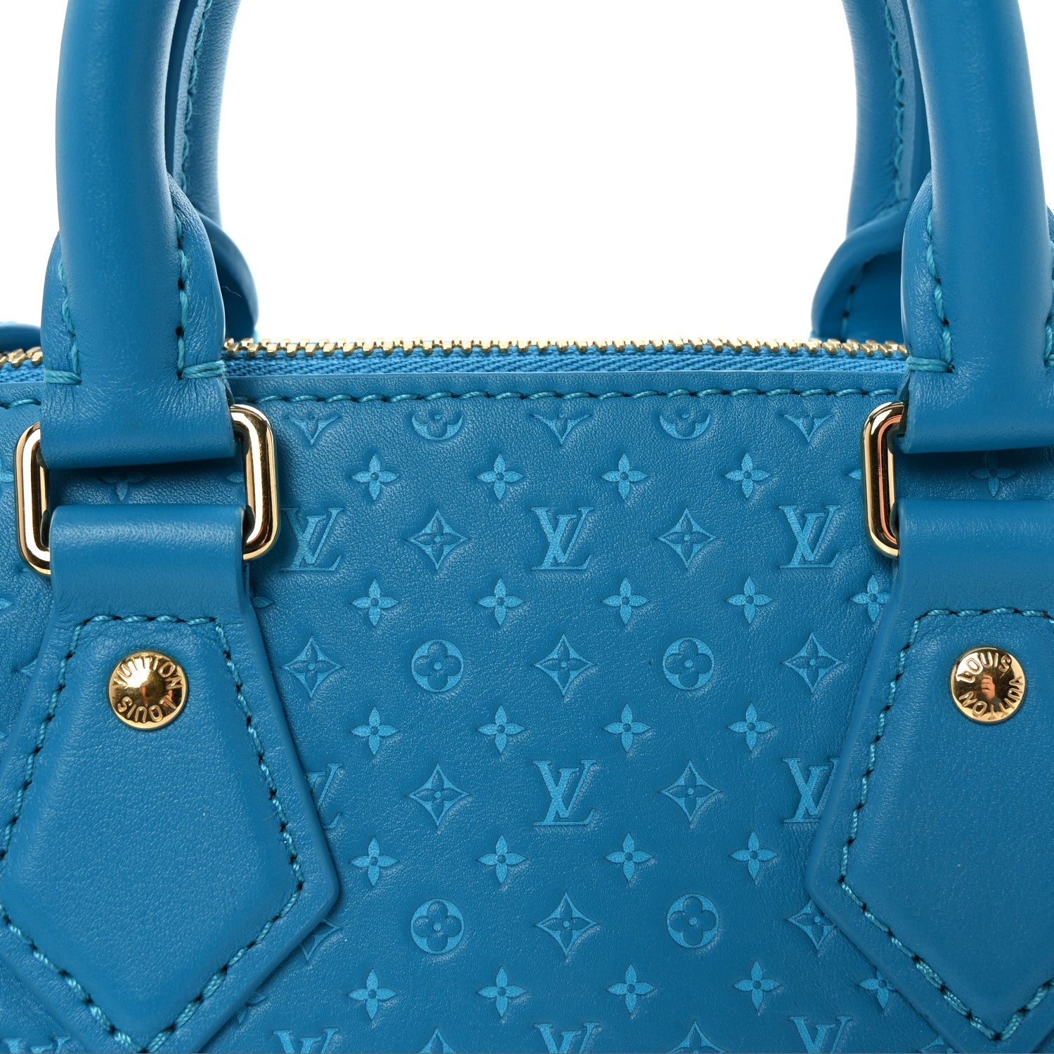 Louis Vuitton Calfskin Nanogram Embossed Speedy Bandouliere 20 Blue