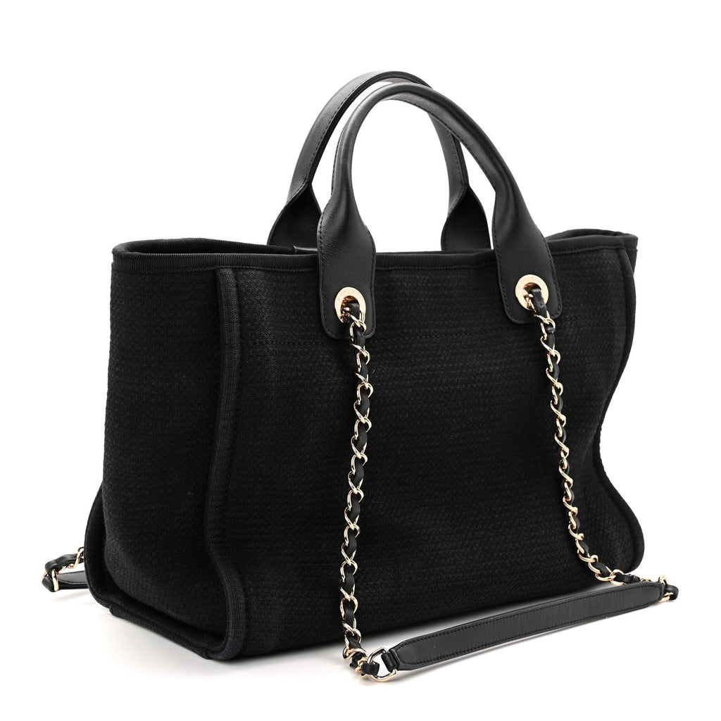 Chanel Mixed Fibers Small Deauville Tote Black