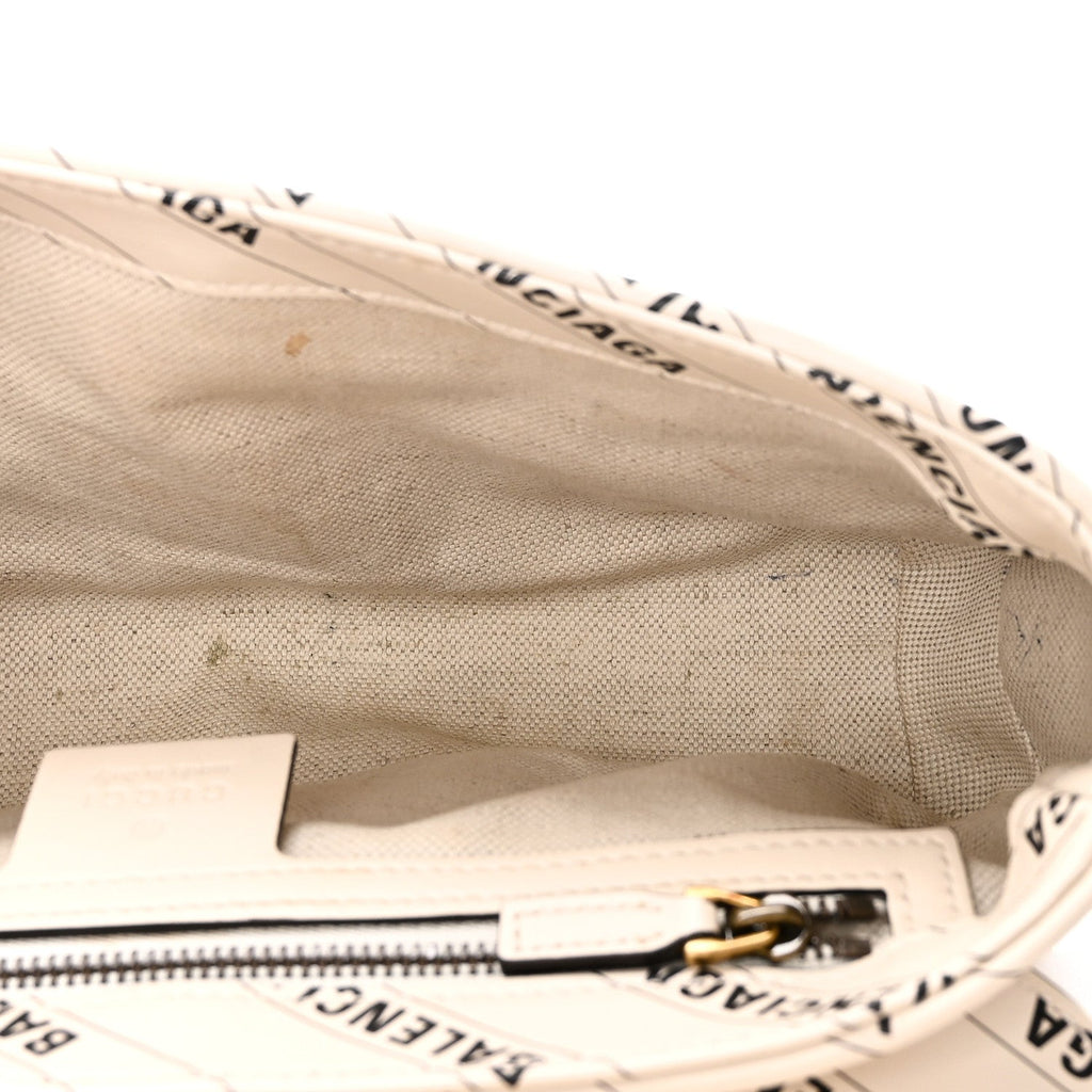Gucci X BALENCIAGA Calfskin Matelasse Logo Print Small GG Marmont Shoulder Bag White