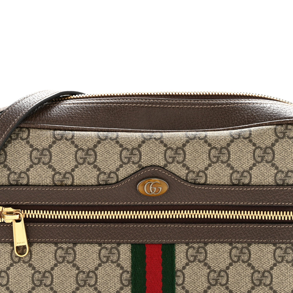 Gucci GG Supreme Monogram Web Small Ophidia Shoulder Bag Brown