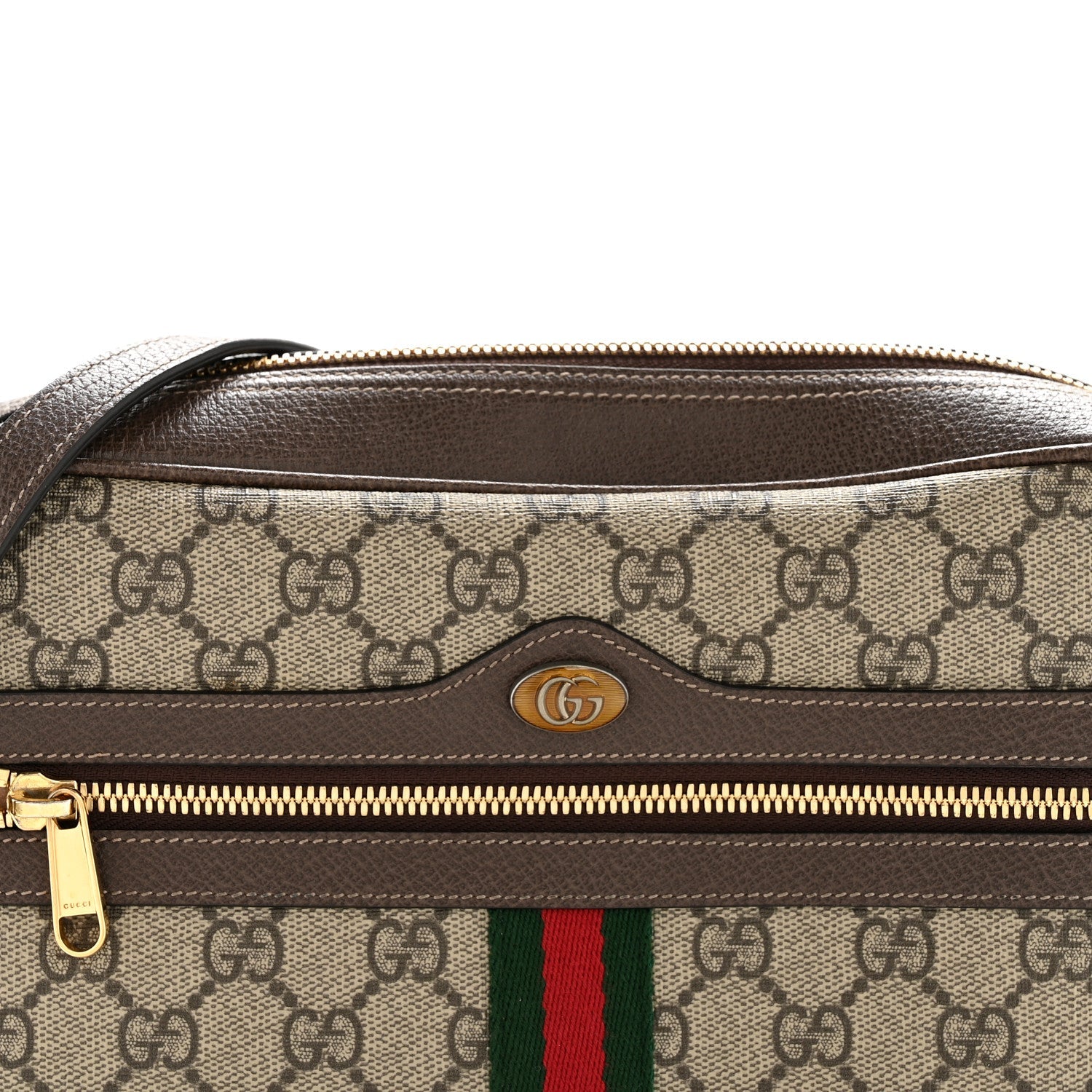 Gucci GG Supreme Monogram Web Small Ophidia Shoulder Bag Brown