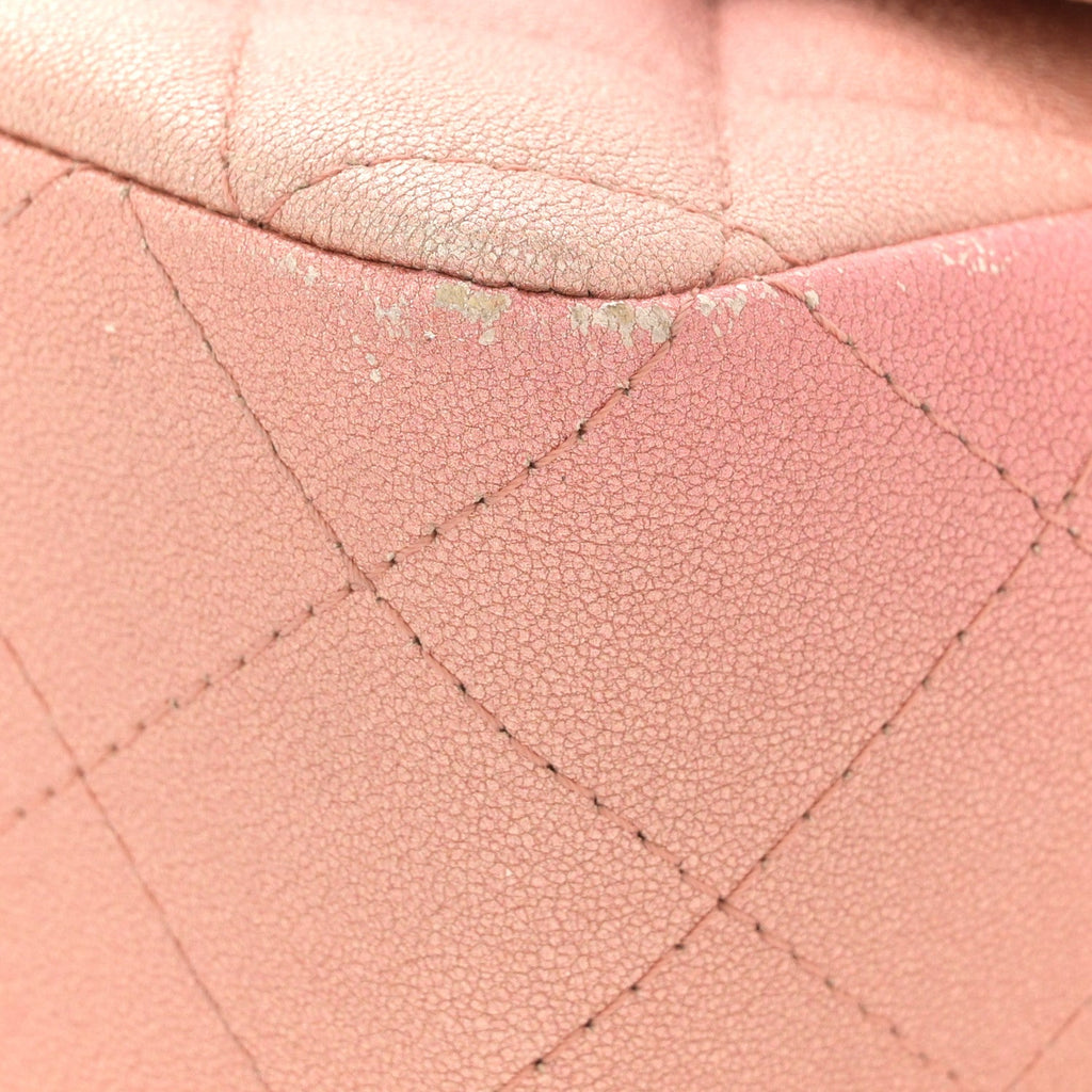 Chanel Metallic Lambskin Quilted Ombre Mini Rectangular Flap Pink