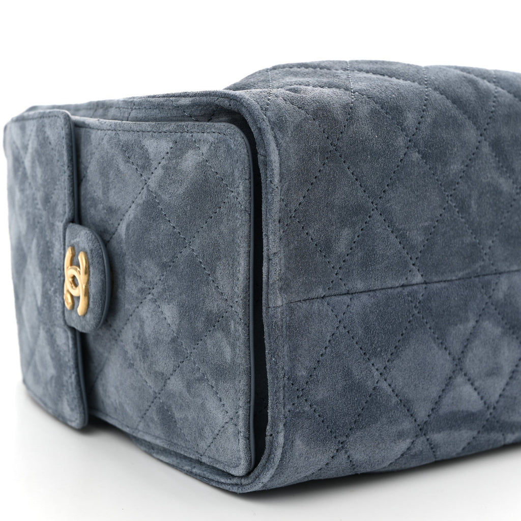 Chanel Suede Quilted Small Chanel 25 Handbag Blue