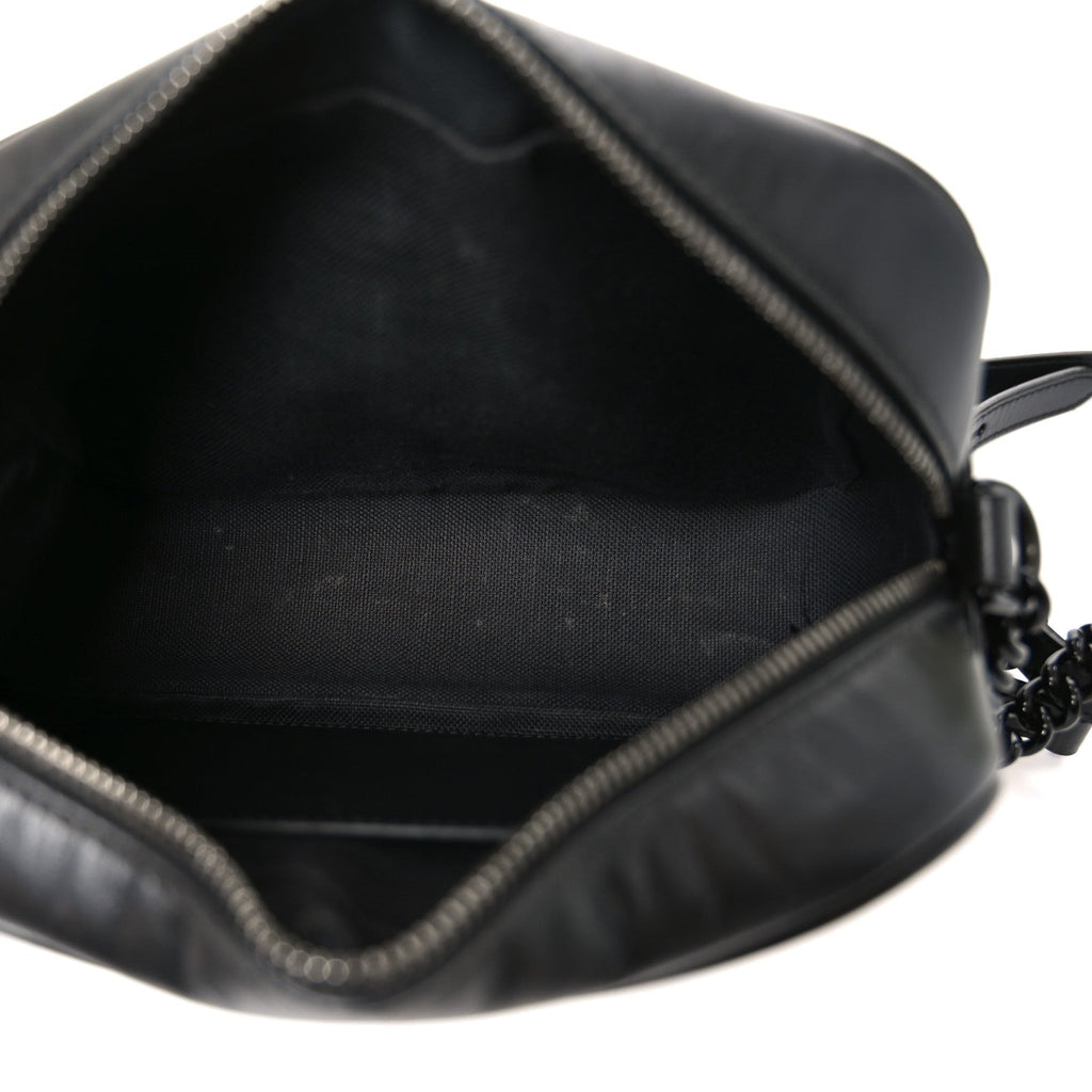 Gucci Calfskin Matelasse Monochrome Small GG Marmont Chain Shoulder Bag Black