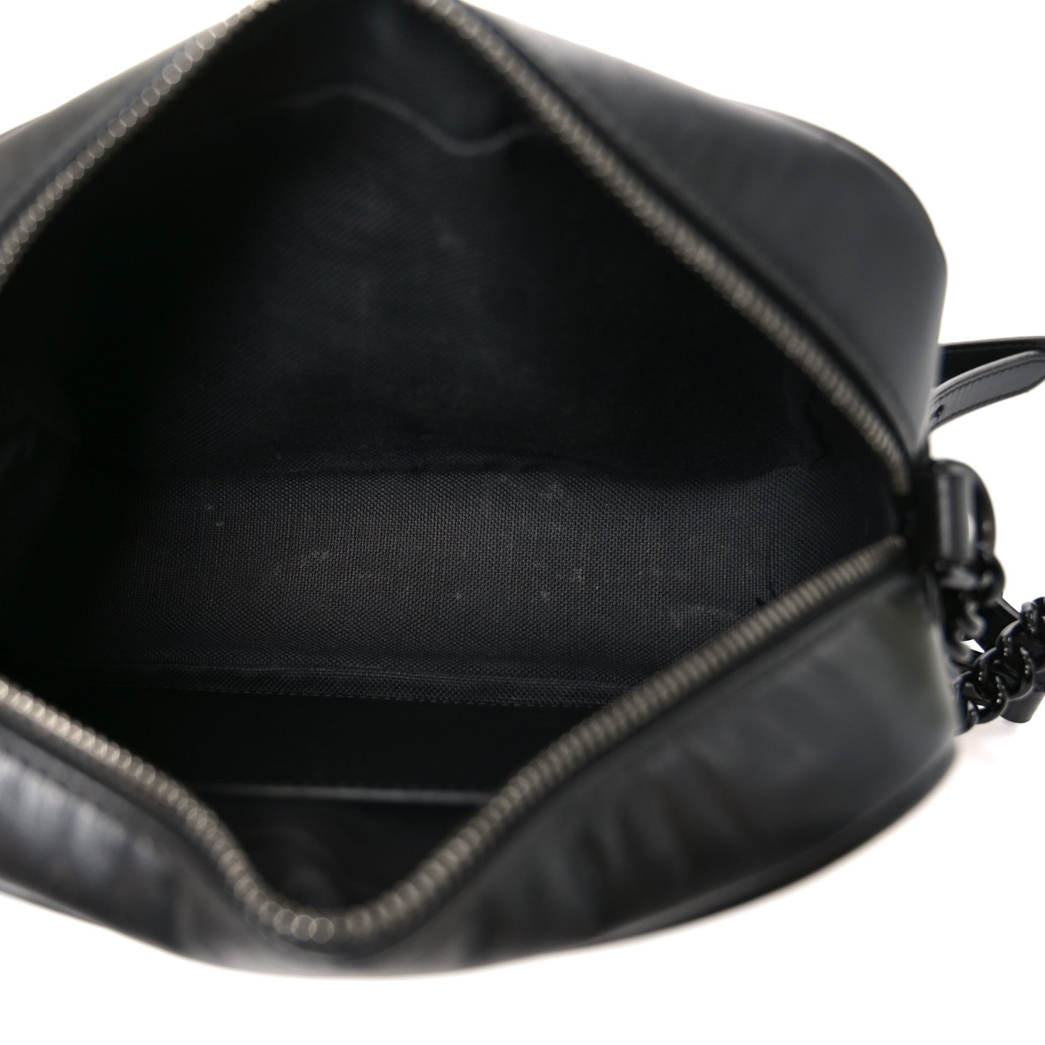 Gucci Calfskin Matelasse Monochrome Small GG Marmont Chain Shoulder Bag Black