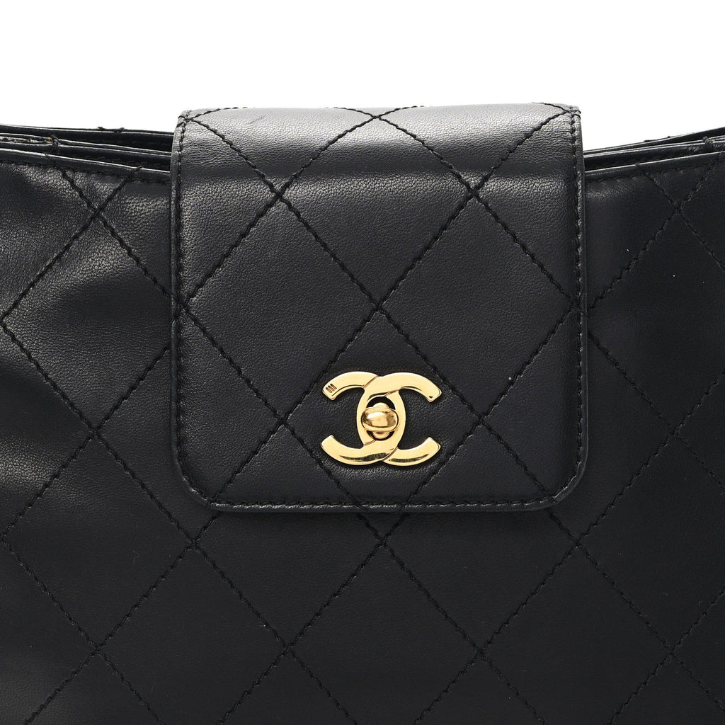 Chanel Lambskin Quilted CC Flap Shoulder Bag Black