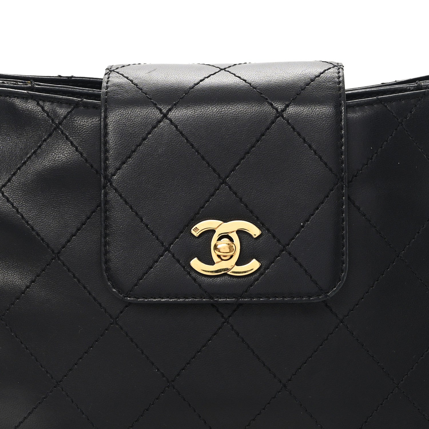 Chanel Lambskin Quilted CC Flap Shoulder Bag Black