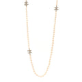 Baguette Crystal Pearl CC Long Necklace Black Gold