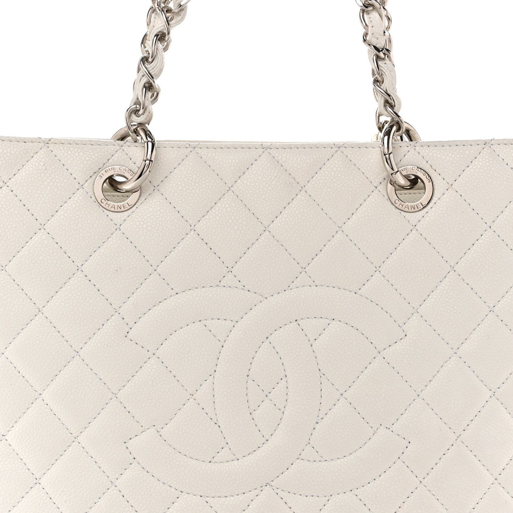 Chanel Caviar Quilted Grand Shopping Tote GST White