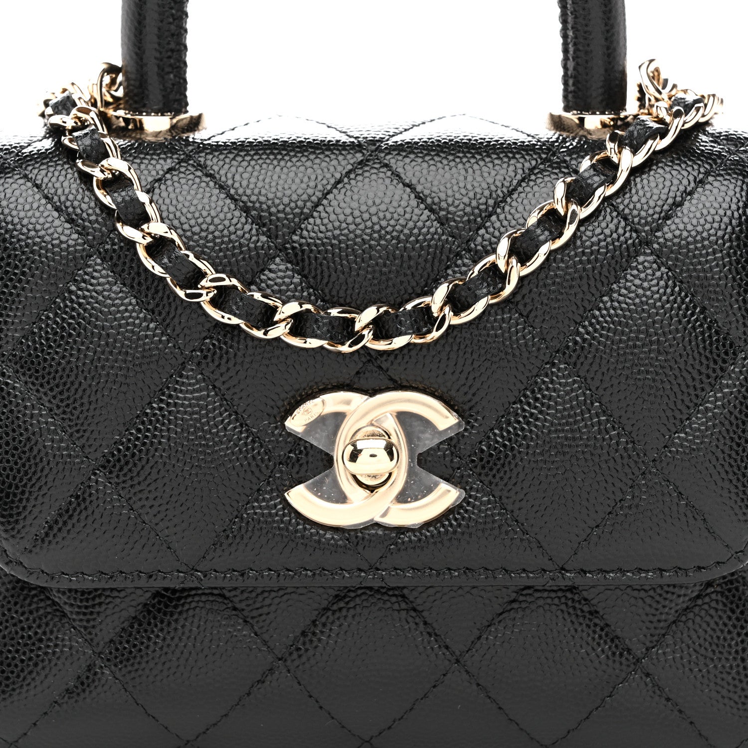 Chanel Caviar Quilted Coco Handle Clutch With Chain Black