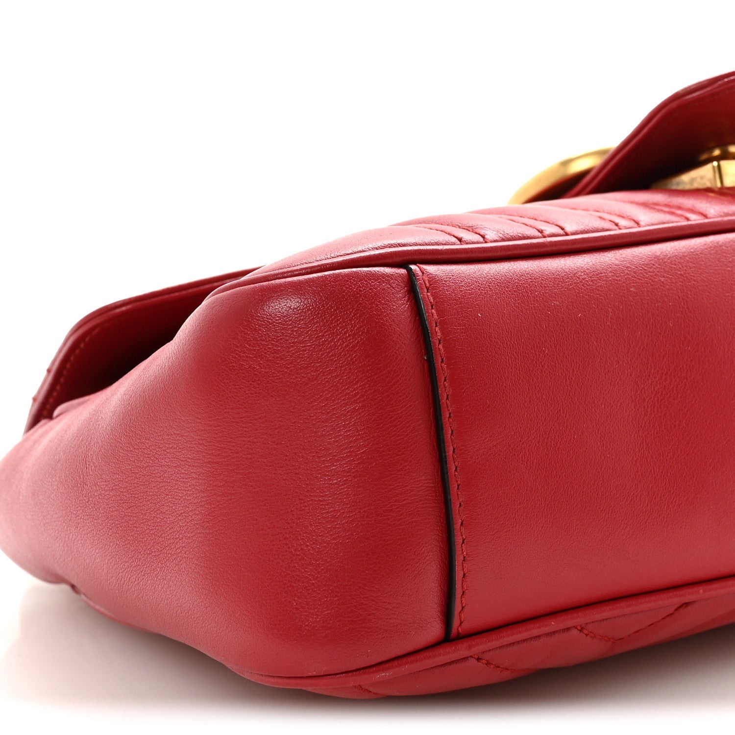 Gucci Calfskin Matelasse Small GG Marmont Shoulder Bag Hibiscus Red