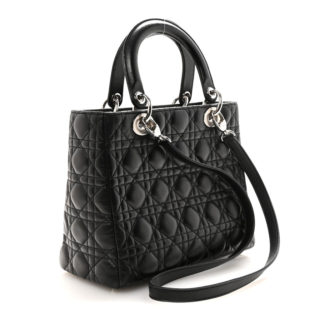 Christian Dior Lambskin Cannage Medium Lady Dior Black