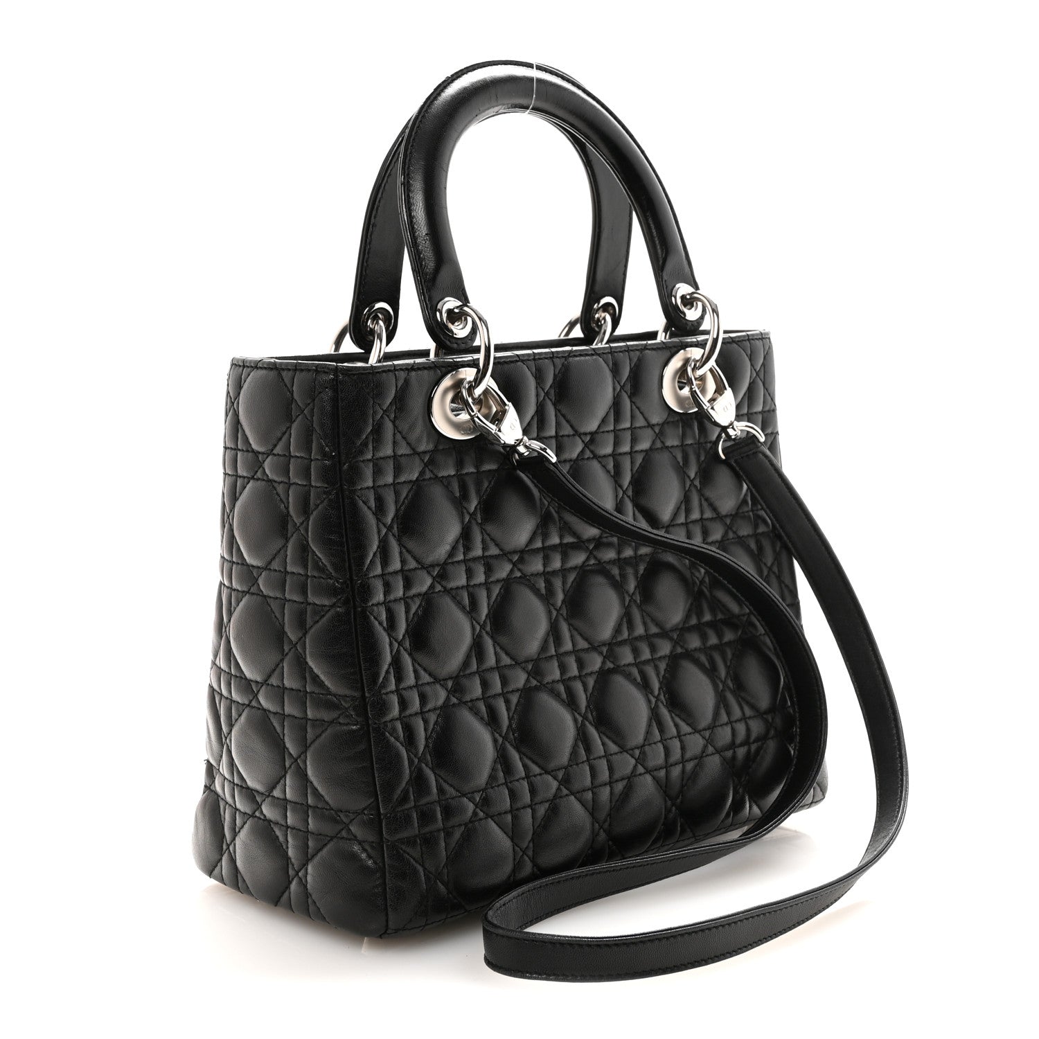 Christian Dior Lambskin Cannage Medium Lady Dior Black