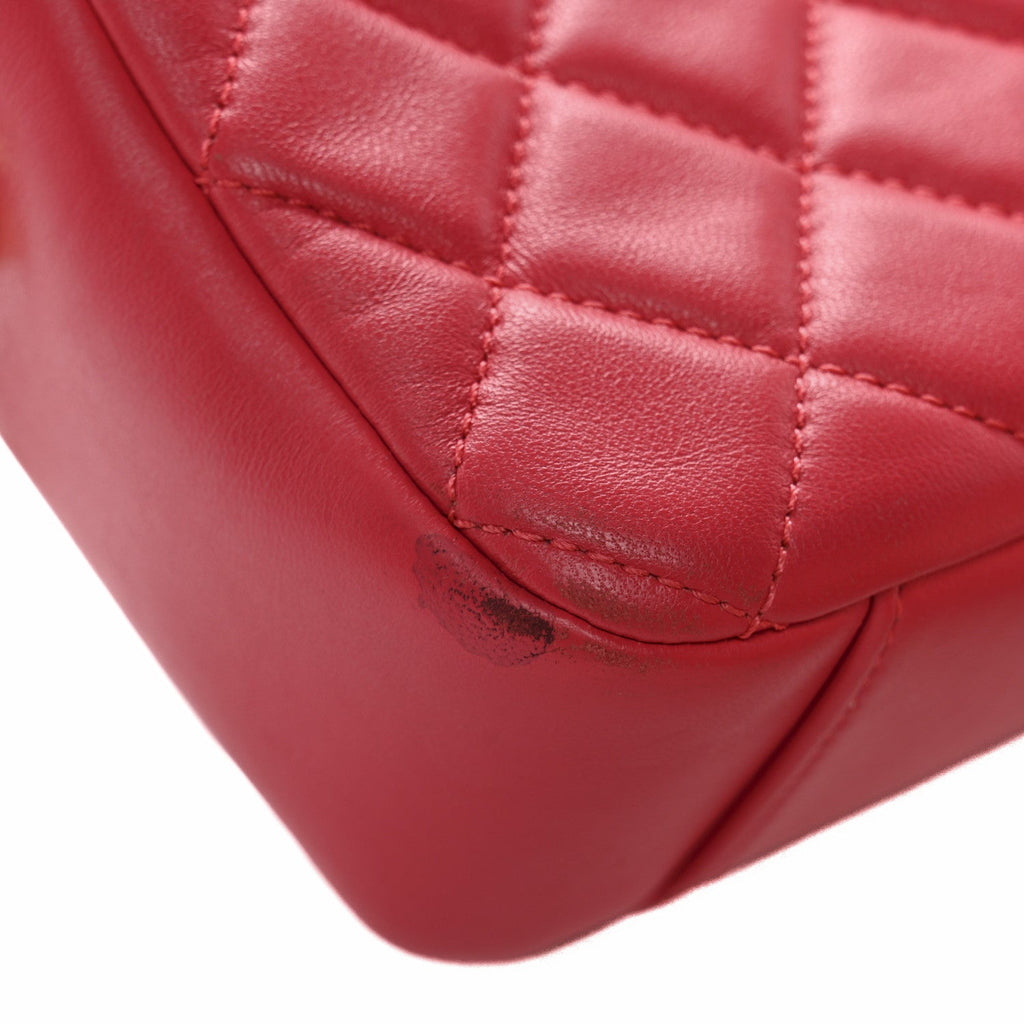 Chanel Lambskin Quilted CC Pearl Crush Camera Case Red