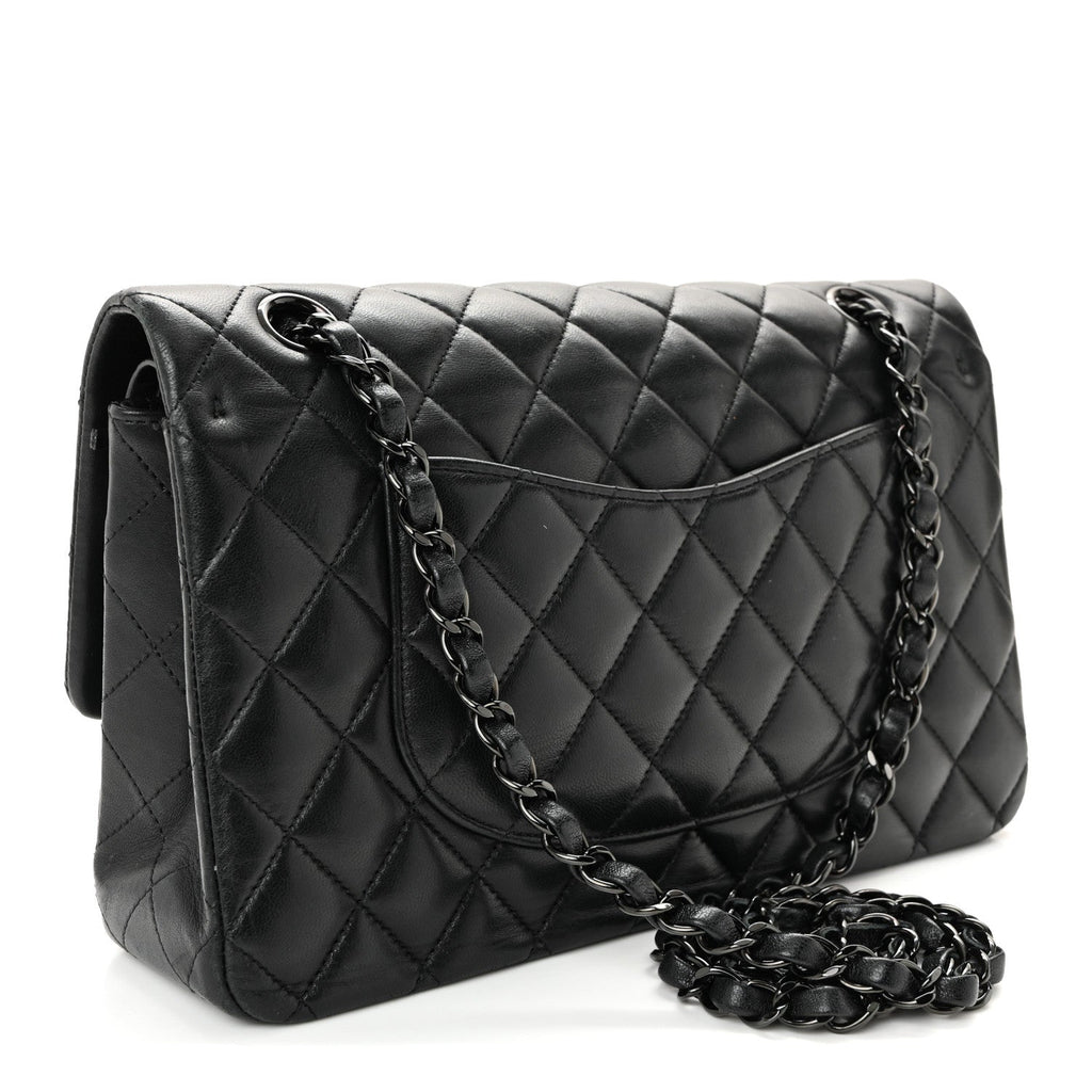 Chanel Lambskin Quilted Medium Double Flap So Black