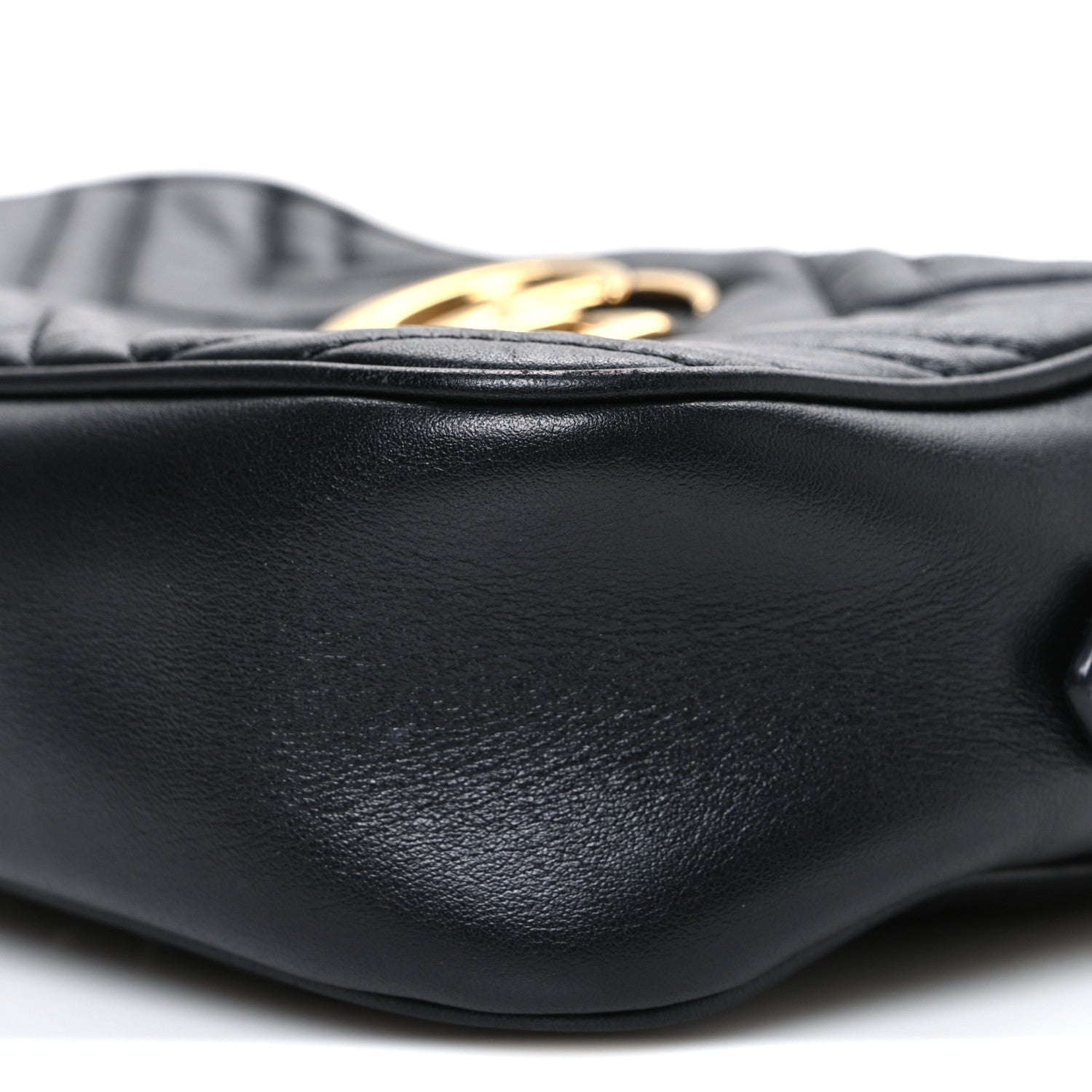Gucci Calfskin Matelasse Small GG Marmont Chain Shoulder Bag Black