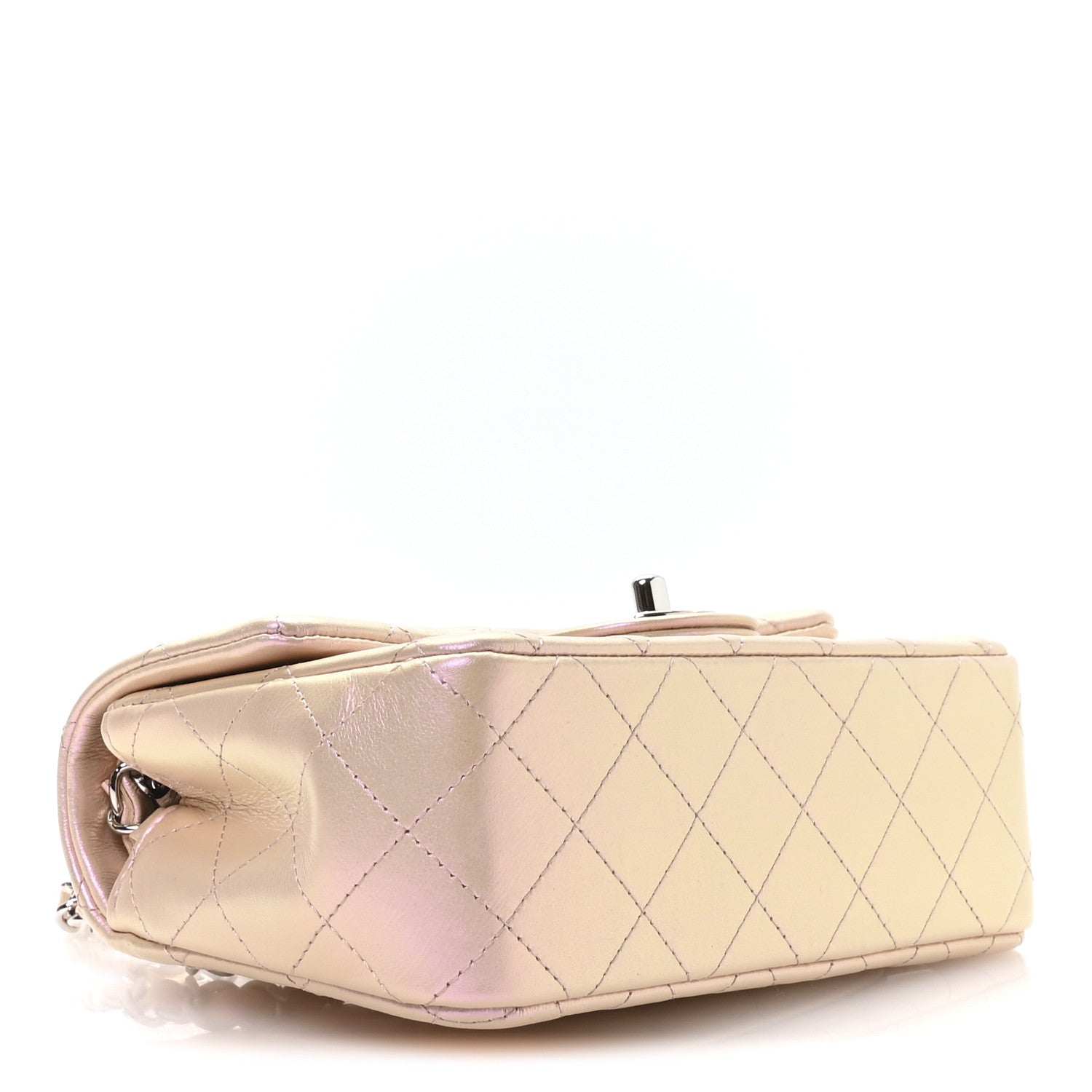 Chanel Iridescent Calfskin Quilted Mini Rectangular Flap Pink
