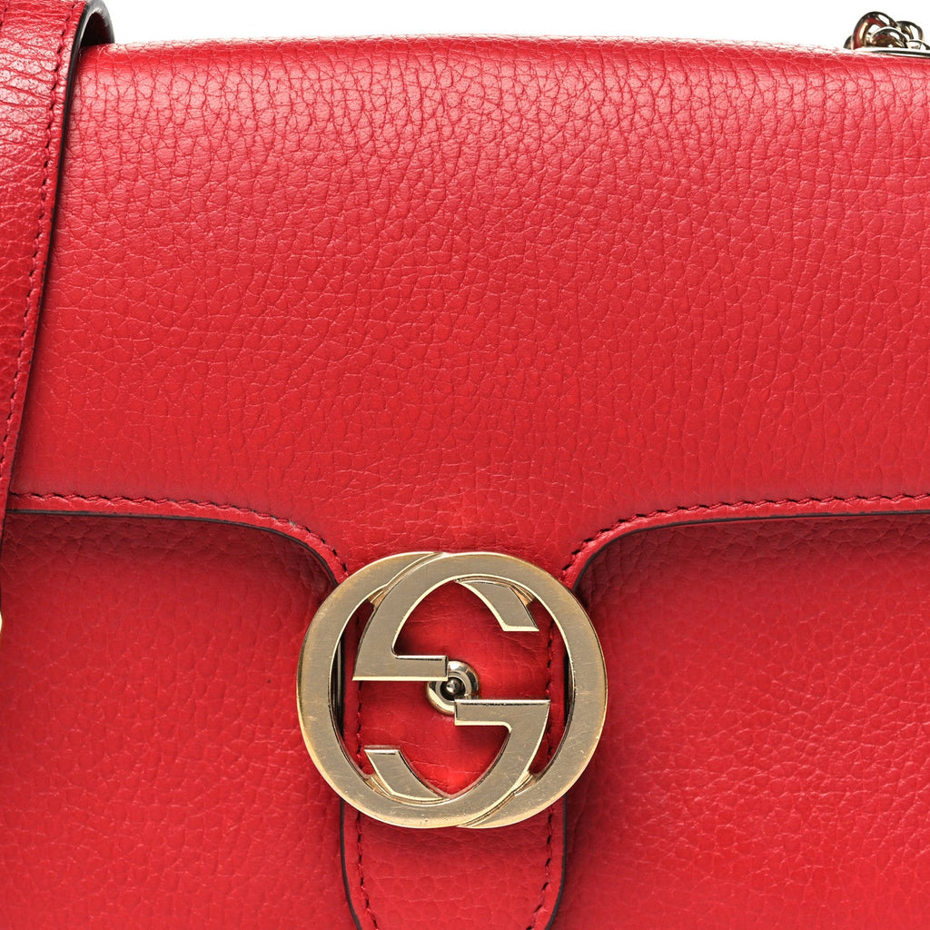 Gucci Dollar Calfskin Small Interlocking G Shoulder Bag Red