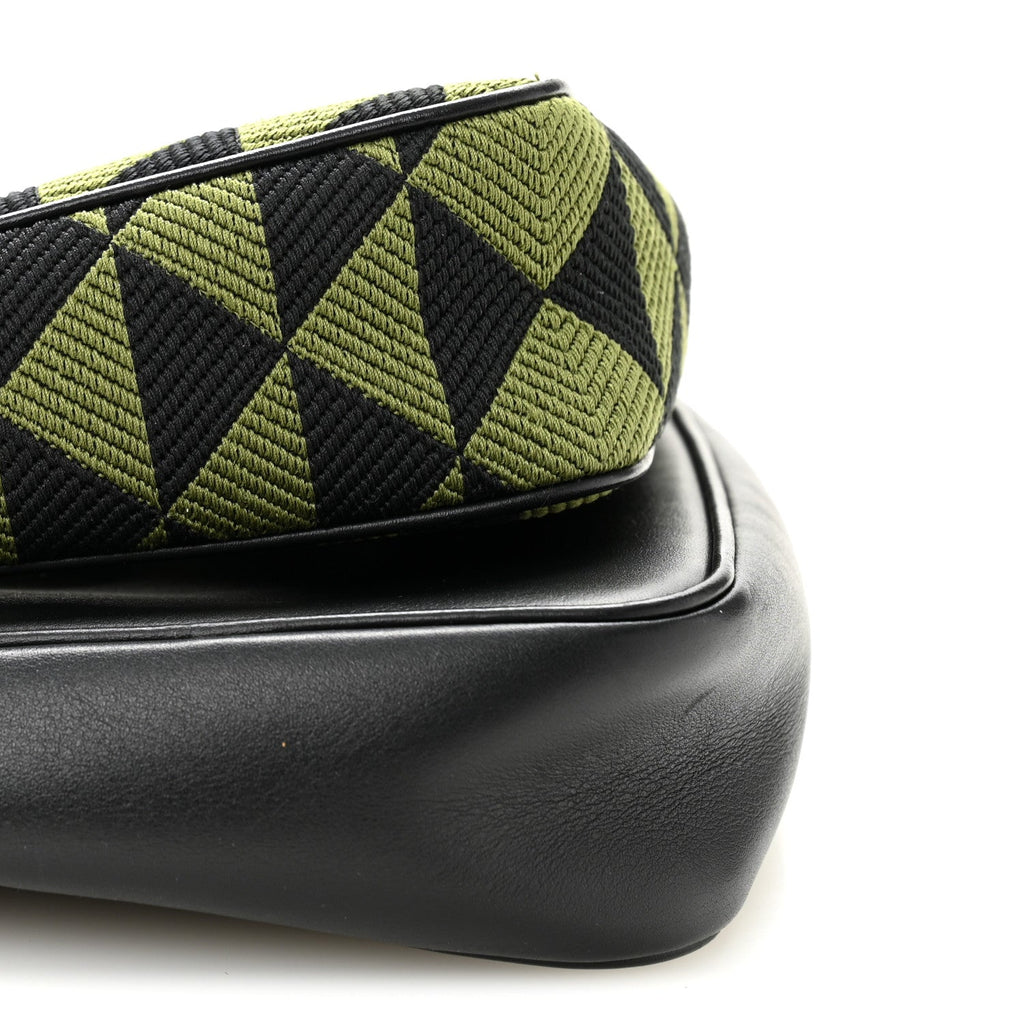 Prada Jacquard Calfskin Triangolo Symbole Embroidered Mini Triangle Double Bag Black Edera